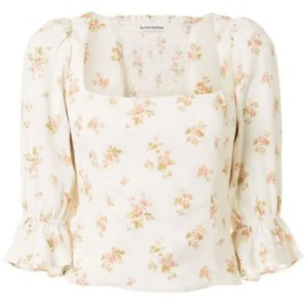 Reformation Georgia Cream Top Blouse Floral Size 10